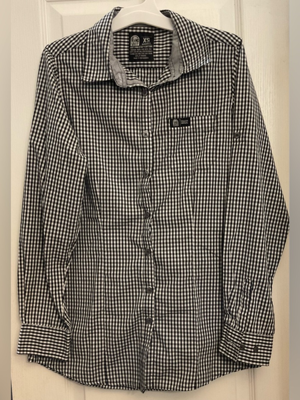 Taco Bell Black & White Gingham Button-Down Shirt